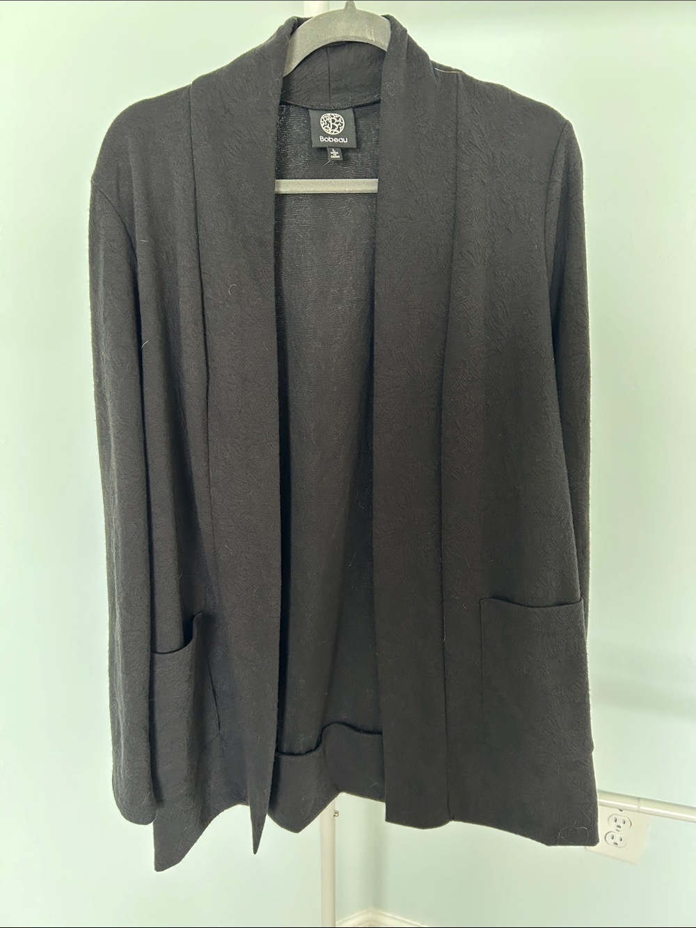 bobeau Black Open-Front Pocket Cardigan - Size L